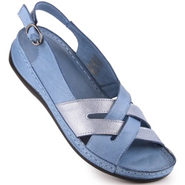 Sandales plates femme cuir bleu T.Sokolski L22-521 1 Sandales plates femme cuir bleu T.Sokolski L22-521 1