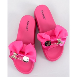 BM Teddy Fuchsia chaussons plateforme ours en peluche rose 1