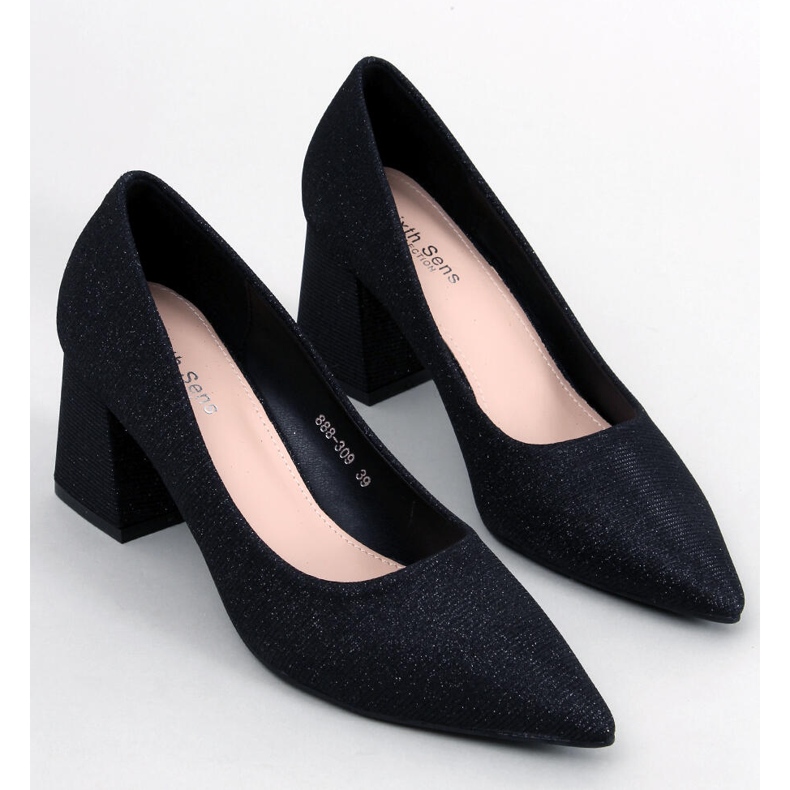 Escarpins Coella noirs à talons blocs 1