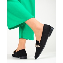 Mocassins femme en daim avec cristaux Shelovet noir le noir 2