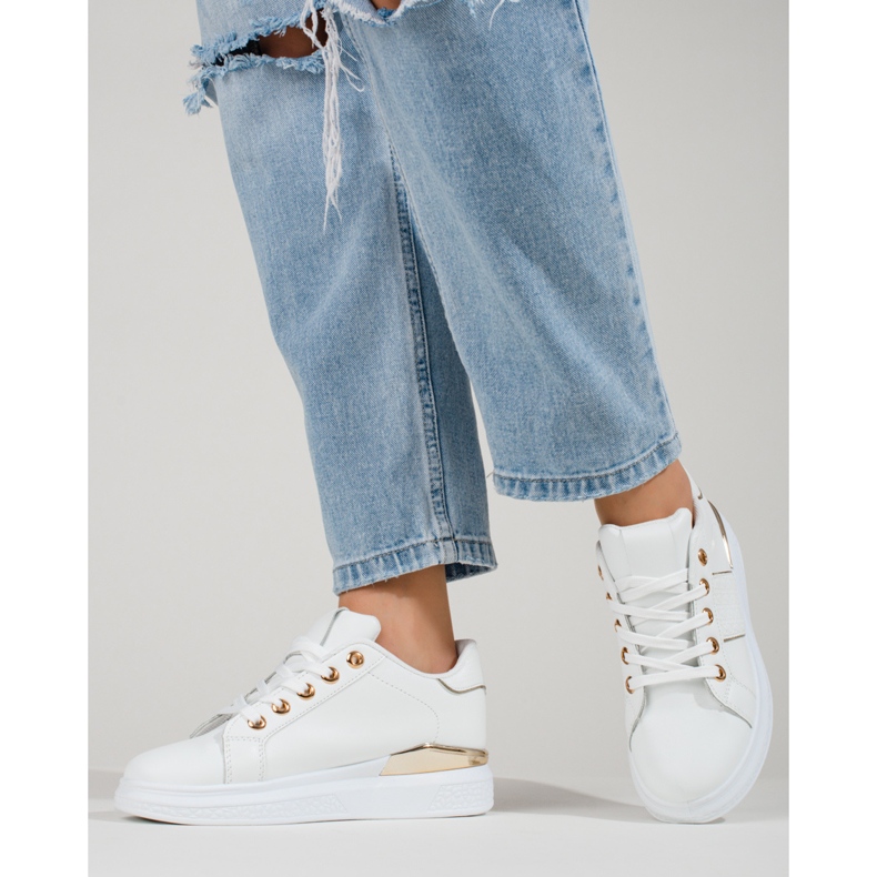 Chaussures de sport femme blanches et dorées Baskets Shelovet 2 Chaussures de sport femme blanches et dorées Baskets Shelovet 2