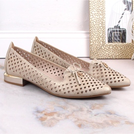 Chaussures pointues dorées ajourées pour femmes Jezzi ASA178-5 d'or 4