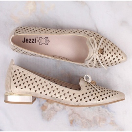 Chaussures pointues dorées ajourées pour femmes Jezzi ASA178-5 d'or 5