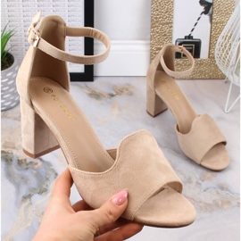 Sandales en daim pour femmes sur un poteau beige Potocki YQ21035 4