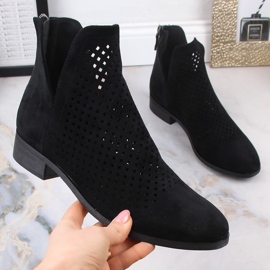 Bottines femme daim noir ajouré Potocki SZ12107 le noir 4