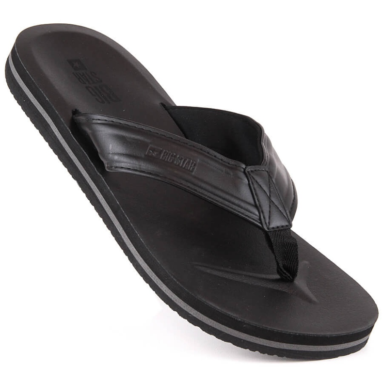Tongs pour hommes en cuir écologique noir Big Star LL174605 2