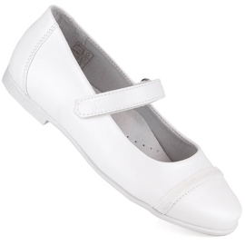 Ballerines filles pour communion avec velcro blanc Kornecki 6492 1