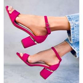 BM Sandales à talons en daim fuchsia Dicarlo rose 3