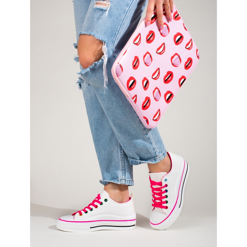 Baskets plateforme femme Shelovet blanc blanche 2