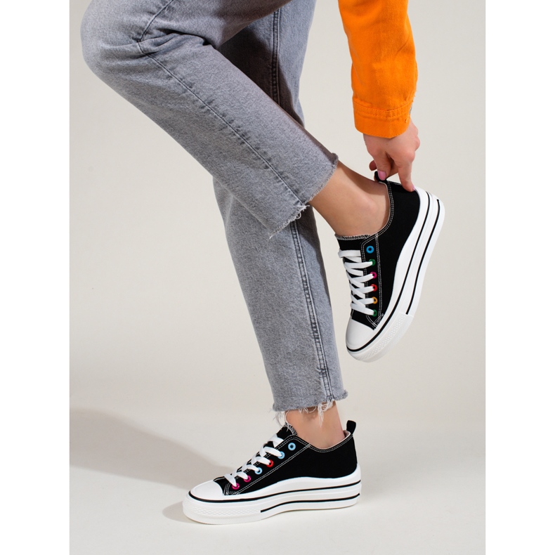 Baskets plateforme femme Shelovet noir 2