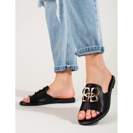 Elégantes tongs noires à boucle shelovet le noir 1