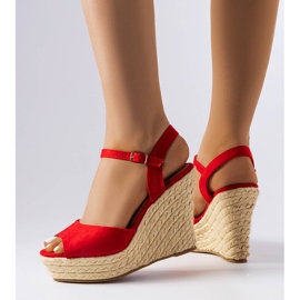 Espadrilles compensées rouges de Cécile 1