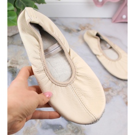 Ballerines femme en cuir avec élastiques beige Nazo NB02 1
