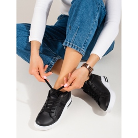 Baskets blanches à semelle compensée cachée de Shelovet noir 1