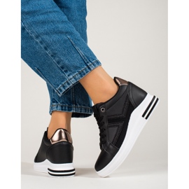 Baskets blanches à semelle compensée cachée de Shelovet le noir 3