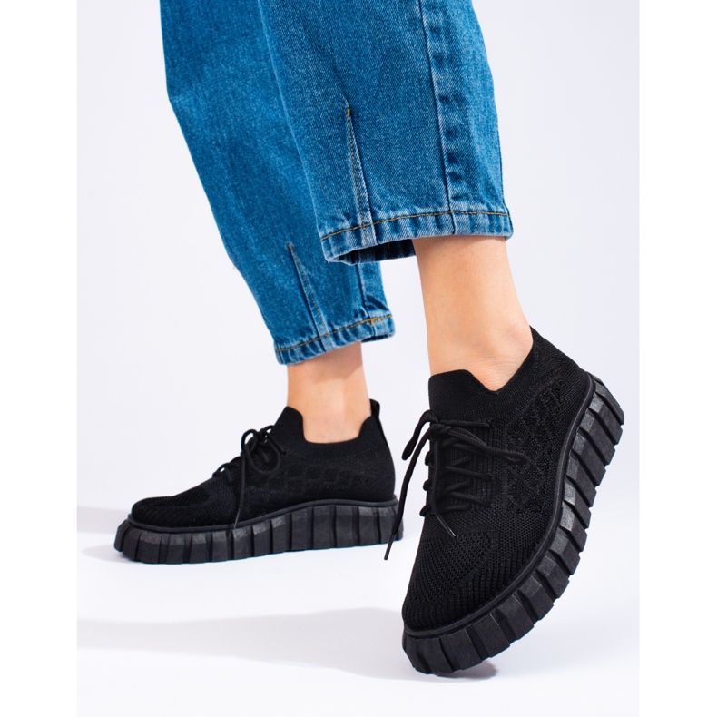 Chaussures de sport en tissu Shelovet pour femmes noir 2