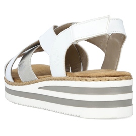 Sandales compensées confortables pour femmes en cuir blanc Rieker V0279-80 blanche 8