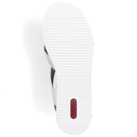 Sandales compensées confortables pour femmes en cuir blanc Rieker V0279-80 blanche 10