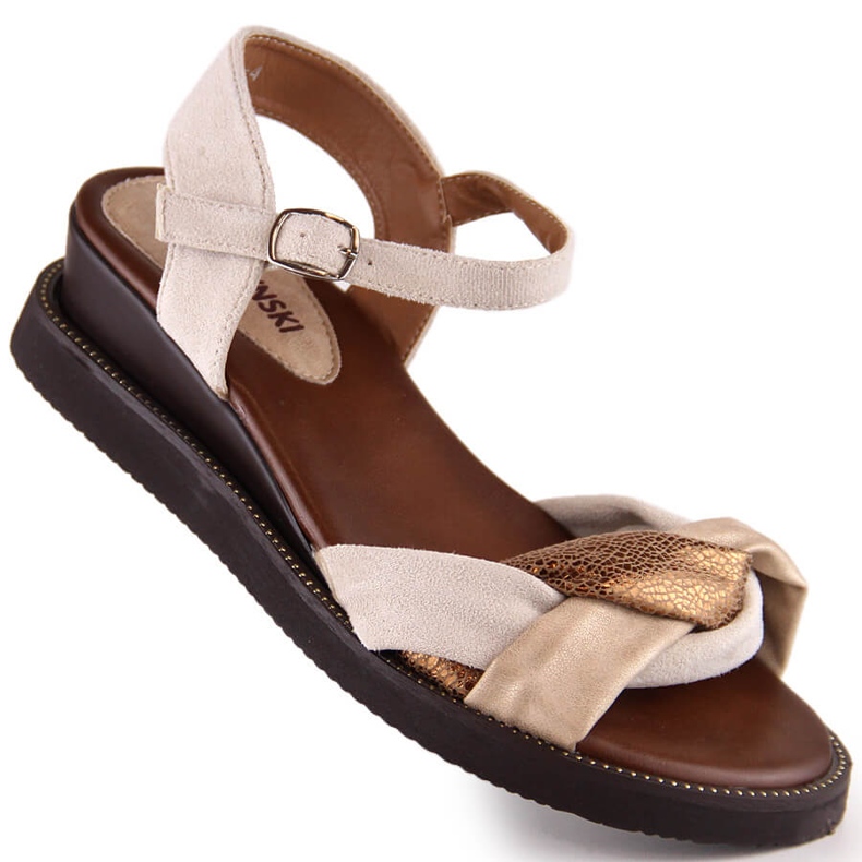 M. DASZYŃSKI Sandales compensées femme beige M.Daszyński MR2267-4 1