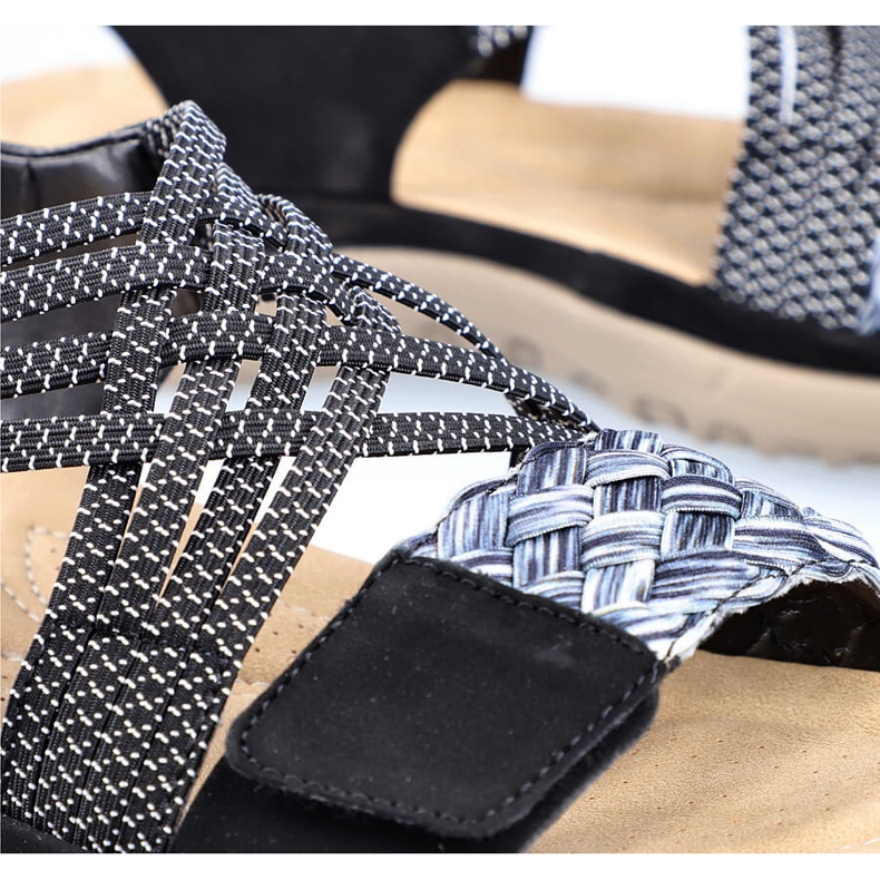 Sandales Velcro noires confortables pour femmes Rieker 64889-00 2