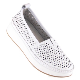 Filippo DP4555 slip-on en cuir ajouré blanc 1