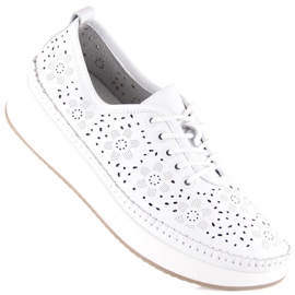 Chaussures de sport en cuir pour femmes sur la plate-forme blanche ajourée Filippo DP4606 1
