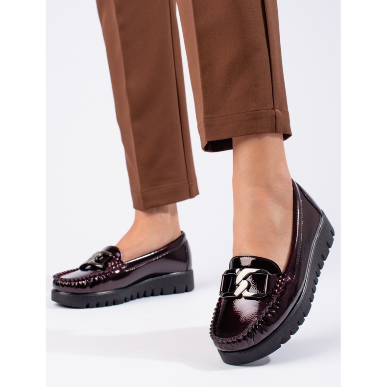 W. Potocki Mocassins femme laqués Potocki bordeaux rouge 2