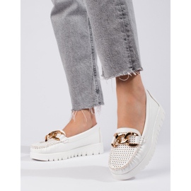 W. Potocki Mocassins à semelle épaisse avec chaîne Potocki blanc 1