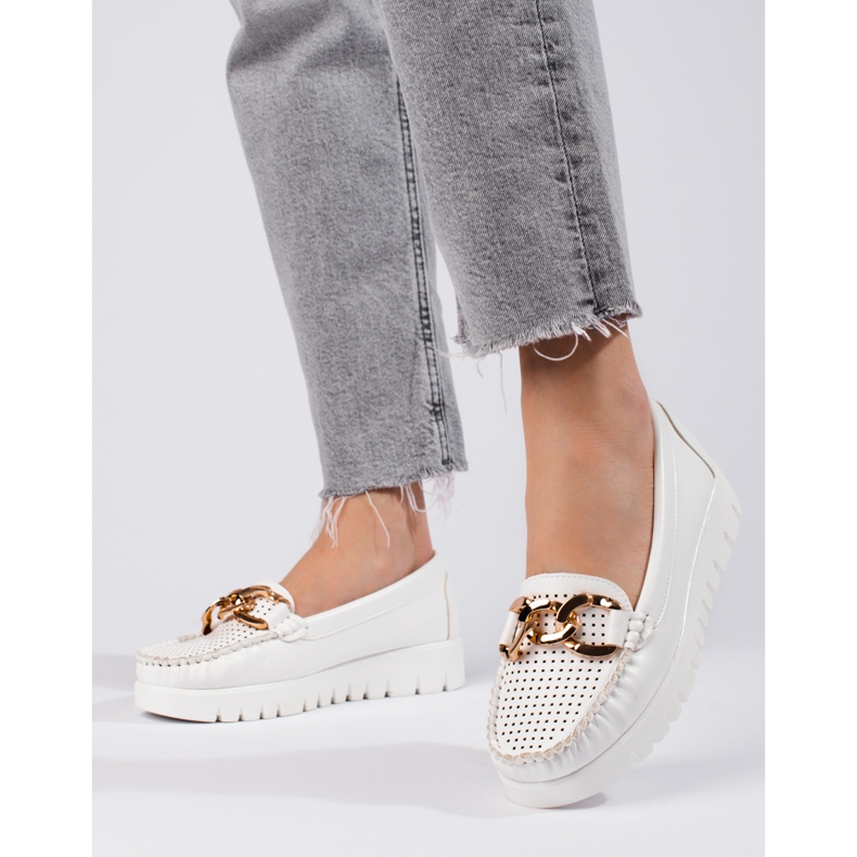 W. Potocki Mocassins à semelle épaisse avec chaîne Potocki blanc 1