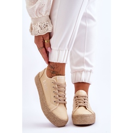 Baskets tressées à la mode Lee Cooper LCW-23-31-1795L Beige 1