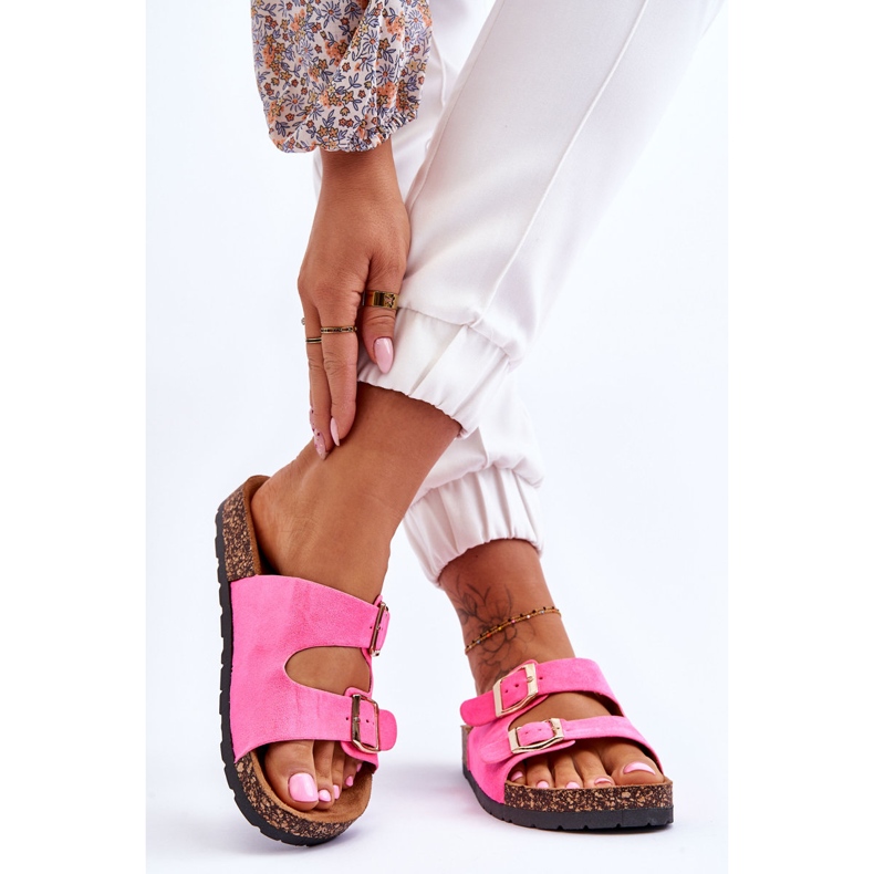 Slip-on en liège pour femme Cortina rose fluo 2