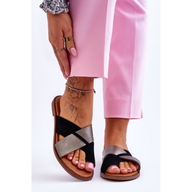 Chaussons Classiques Femme Cuir Noir Platine Nancy 1