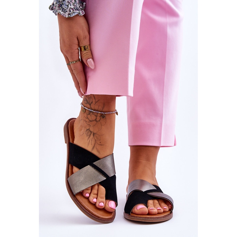 Chaussons Classiques Femme Cuir Noir Platine Nancy le noir 1