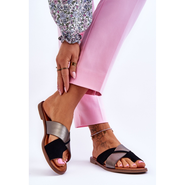 Chaussons Classiques Femme Cuir Noir Platine Nancy le noir 2