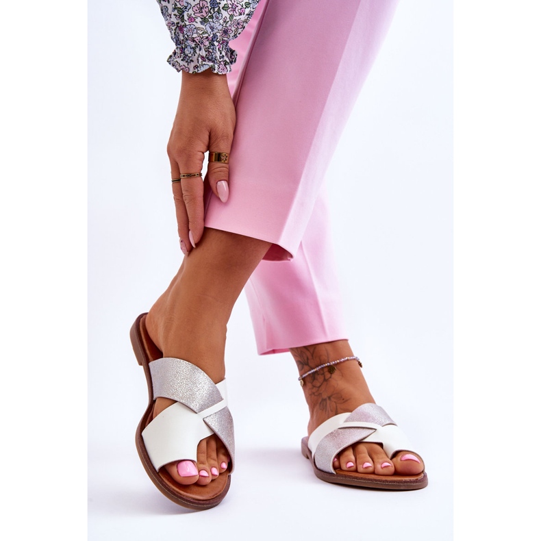 Sandales classiques pour femmes blanches et argentées Nancy 2