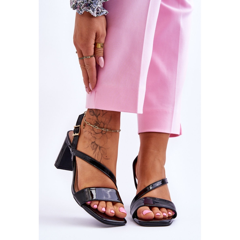Sandales Laquées à Talon pour Femme Noir Carrie 1