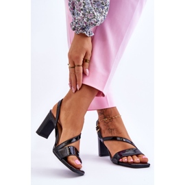 Sandales Laquées à Talon pour Femme Noir Carrie 2
