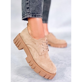 BM Amparo Mocassins plateforme en daim Kaki beige 1