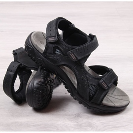McKeylor 8654 sandales pour hommes en cuir noir avec velcro le noir 1