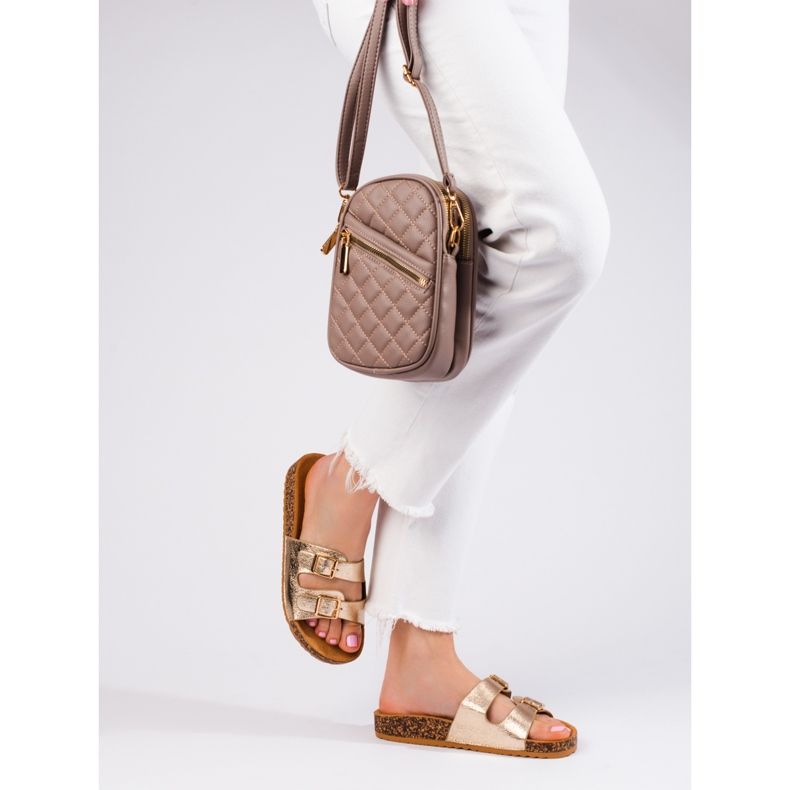 Claquettes femme dorées à boucle Shelovet d'or 2