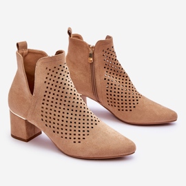 Vinceza Boots en daim ajouré avec découpe sur talon Blakely beige 1