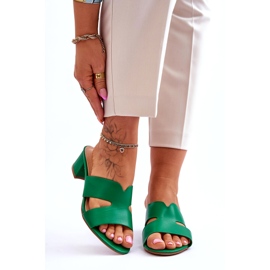 Joia Sandales en cuir à talons bas classiques Miley Green vert 1