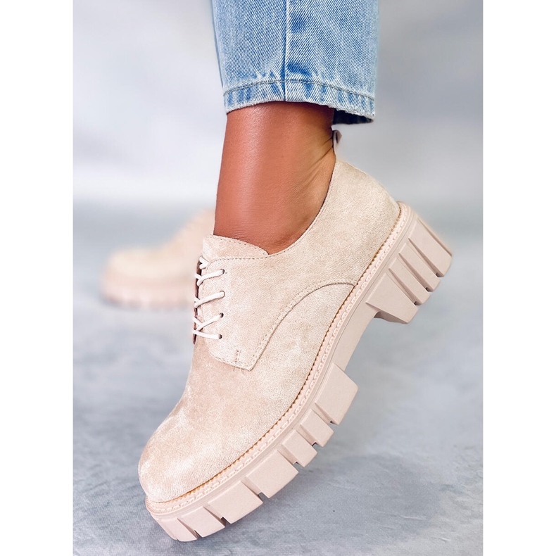 PA1 Mocassins à plateforme en daim de Amparo Beige 1