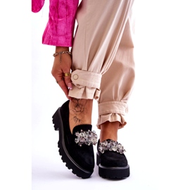 FB2 Mocassins à plateforme ornés pour femmes Noir Brenda 1