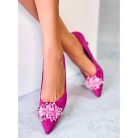 PA1 Clous Breinne Fuchsia en daim avec pierres rose 3