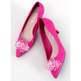 PA1 Clous Breinne Fuchsia en daim avec pierres rose 4