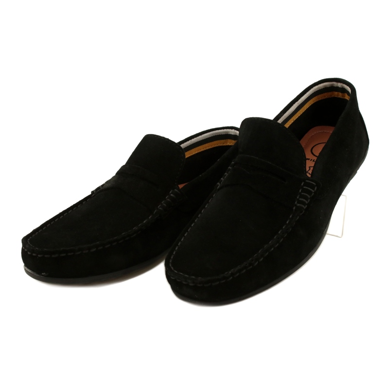 Filippo Mocassins homme noirs, cuir suédé, MP921/23, noir le noir 3
