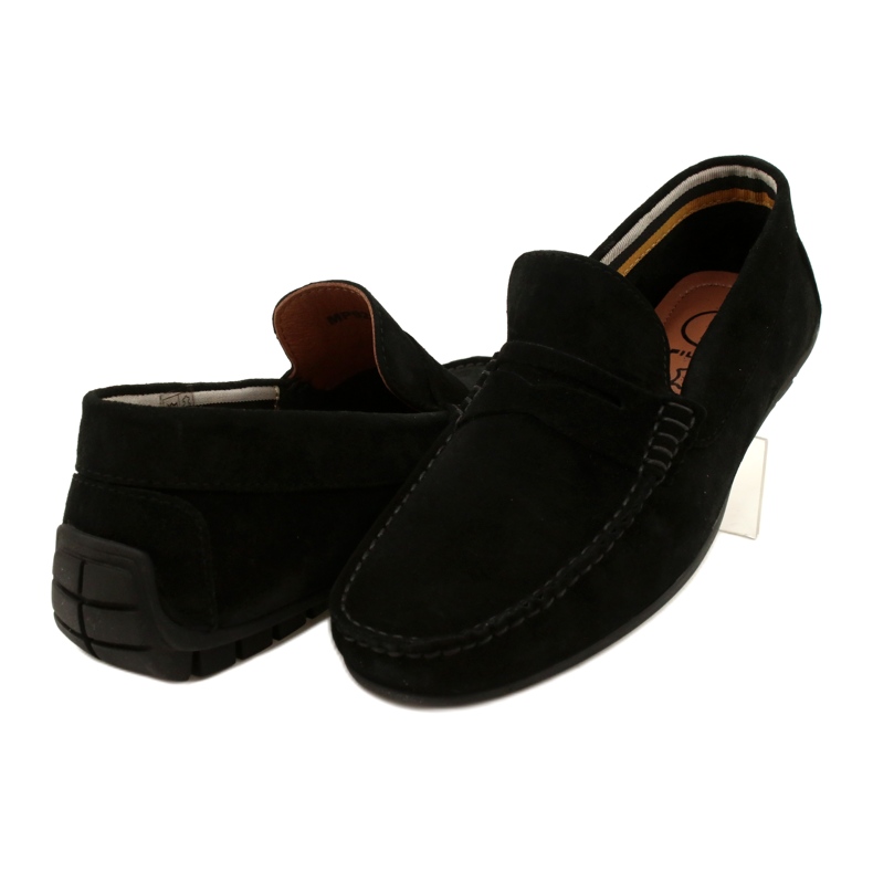 Filippo Mocassins homme noirs, cuir suédé, MP921/23, noir le noir 4