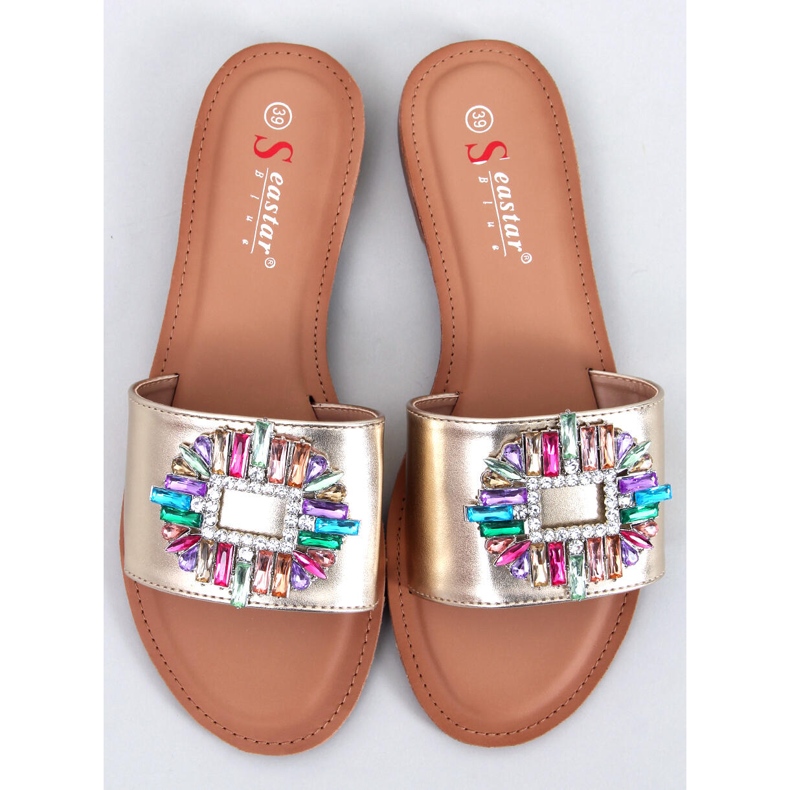 BM Claquettes en pierre de couleur or Lowell doré 1