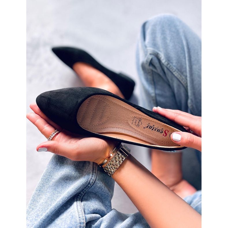 BM Ballerines avec insert en cuir Keys Noir 1